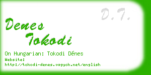 denes tokodi business card